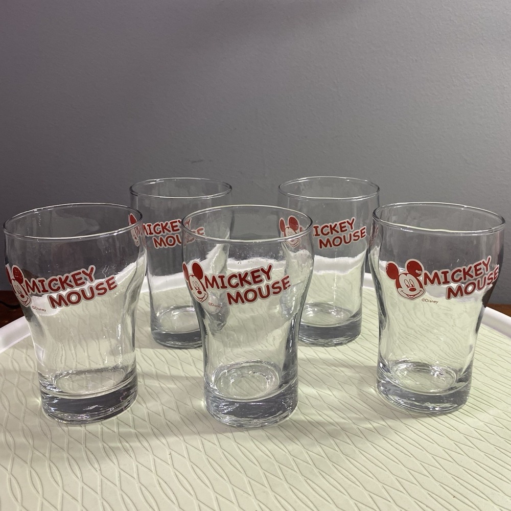 VINTAGE MICKEY MOUSE GLASS TUMBLER Set Of 5-Buy 4 Get 5th Free